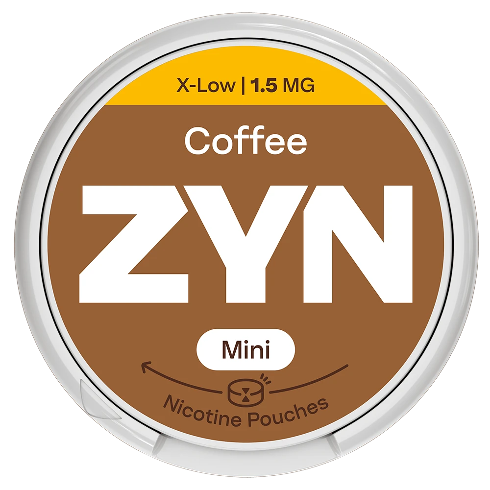 Embalagem de ZYN Coffee X-Low 1,5 MG Mini vista de frente.